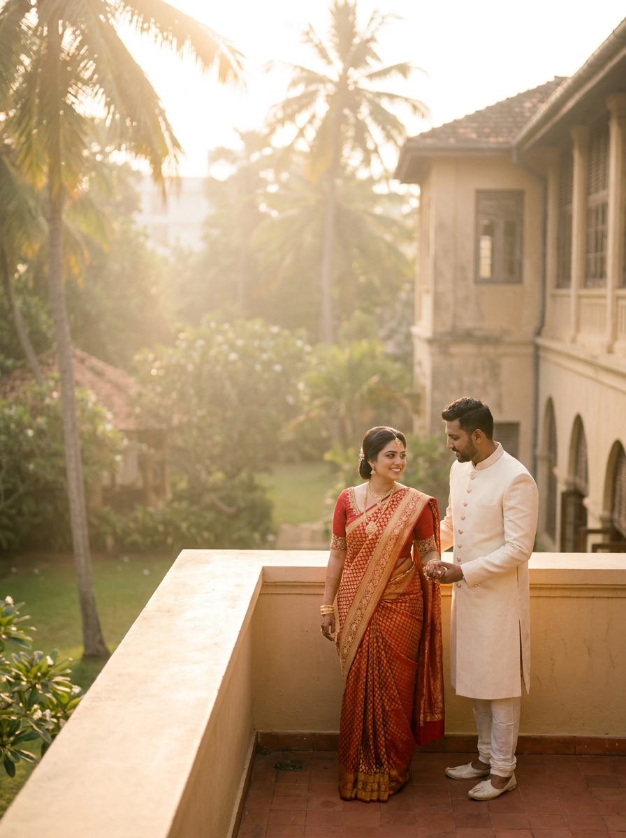 Wedding couple beside the ocean