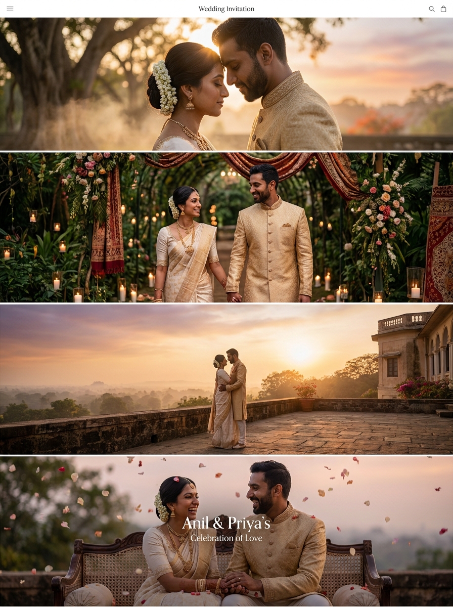 Wedding couple at sunset